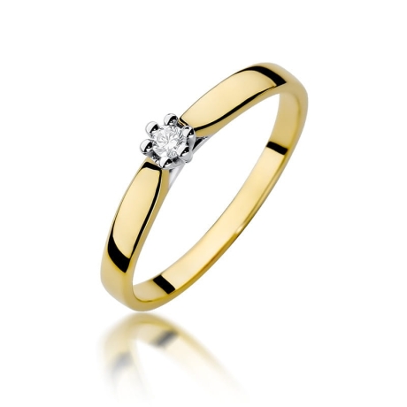 Przejdź do produktu Pierścionek zaręczynowy z żółtego złota z diamentem 0,04ct Fire Of Love