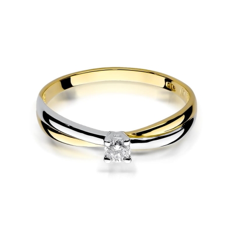 Przejdź do produktu Pierścionek zaręczynowy z żółtego złota z diamentem 0,08ct Fire Of Love 