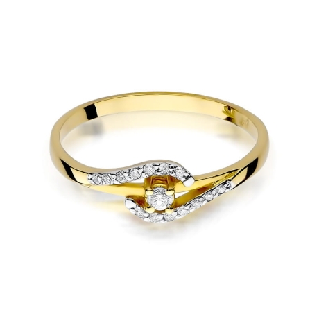 Przejdź do produktu Pierścionek zaręczynowy z żółtego złota z diamentami 0,11ct Fire Of Love
