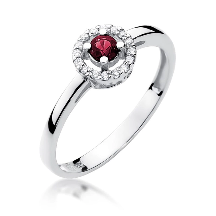 Pierścionek zaręczynowy z białego złota z rubinem i diamentami 0,08ct Fire Of Love BW-238-rubin-b