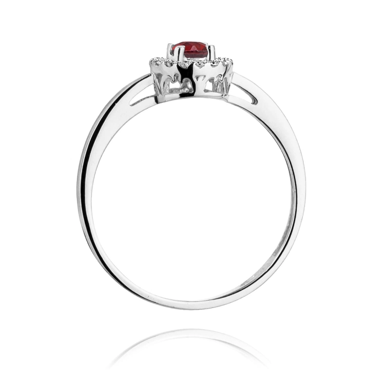 Pierścionek zaręczynowy z białego złota z rubinem i diamentami 0,08ct Fire Of Love BW-238-rubin-b