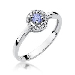 Pierścionek zaręczynowy z białego złota z tanzanitem i diamentami 0,08ct Fire Of Love BW-238-tanzanit-b