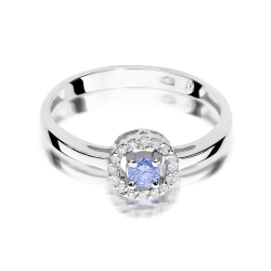 Pierścionek zaręczynowy z białego złota z tanzanitem i diamentami 0,08ct Fire Of Love BW-238-tanzanit-b