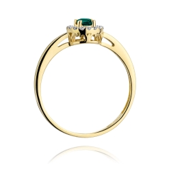 Pierścionek zaręczynowy z żółtego złota z szmaragdem i diamentami 0,08ct Fire Of Love BW-238-szmaragd
