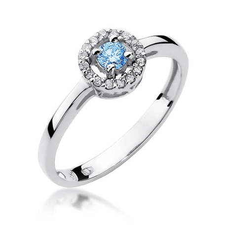 Przejdź do produktu Pierścionek zaręczynowy z białego złota z topazem i diamentami 0,08ct Fire Of Love