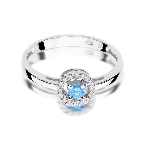Przejdź do produktu Pierścionek zaręczynowy z białego złota z topazem i diamentami 0,08ct Fire Of Love