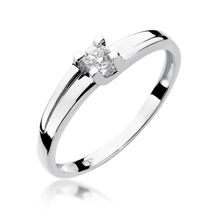 Pierścionek zaręczynowy z białego złota z diamentem 0,12ct Fire Of Love BW-246-b