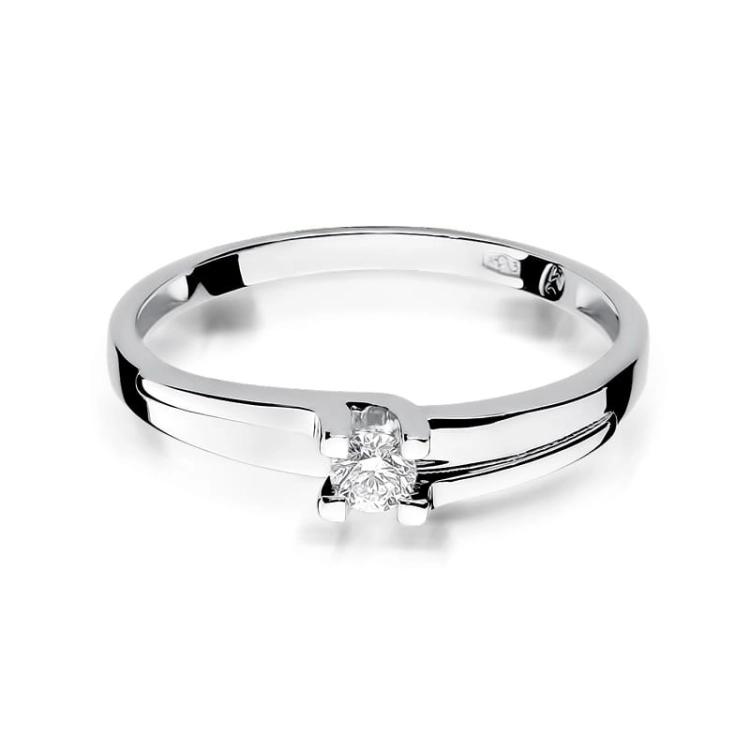 Pierścionek zaręczynowy z białego złota z diamentem 0,12ct Fire Of Love BW-246-b