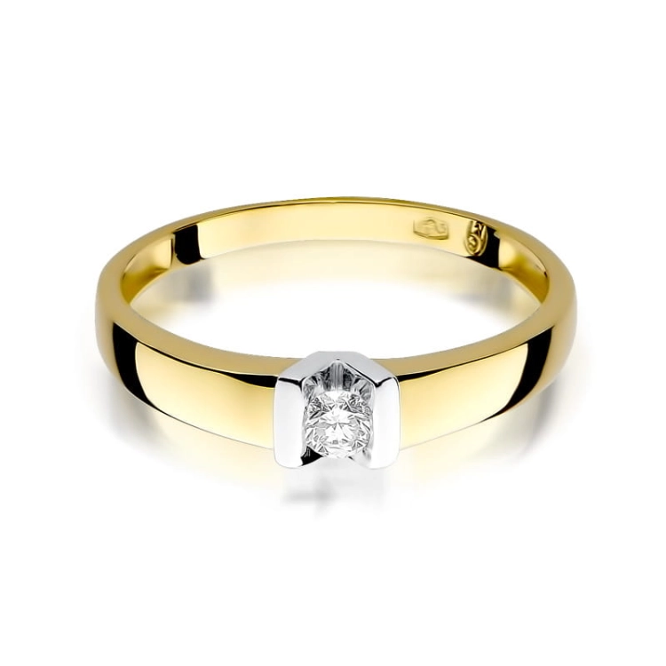 Pierścionek zaręczynowy z żółtego złota z diamentem 0,10ct Fire Of Love BW-249