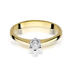 Pierścionek zaręczynowy z żółtego złota z diamentem 0,15ct Fire Of Love GW-256