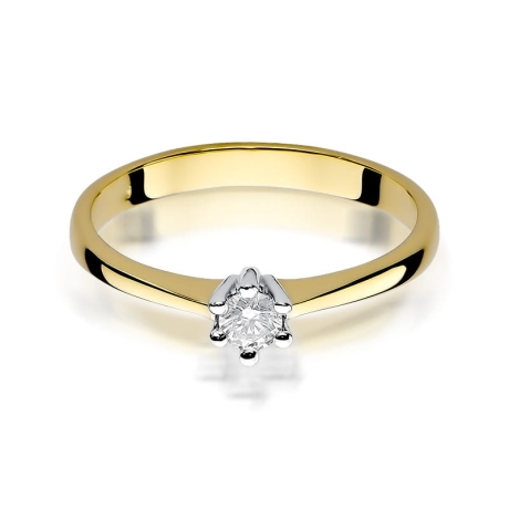 Przejdź do produktu Pierścionek zaręczynowy z żółtego złota z diamentem 0,15ct Fire Of Love 