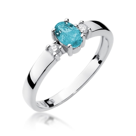 Przejdź do produktu Pierścionek zaręczynowy z białego złota z topazem i diamentami 0,08ct Fire Of Love