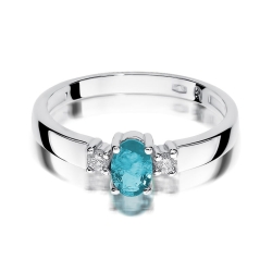 Pierścionek zaręczynowy z białego złota z topazem i diamentami 0,08ct Fire Of Love BW-264-topaz-b