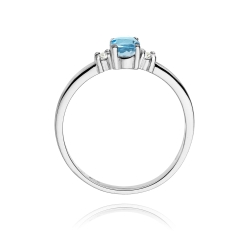 Pierścionek zaręczynowy z białego złota z topazem i diamentami 0,08ct Fire Of Love BW-264-topaz-b