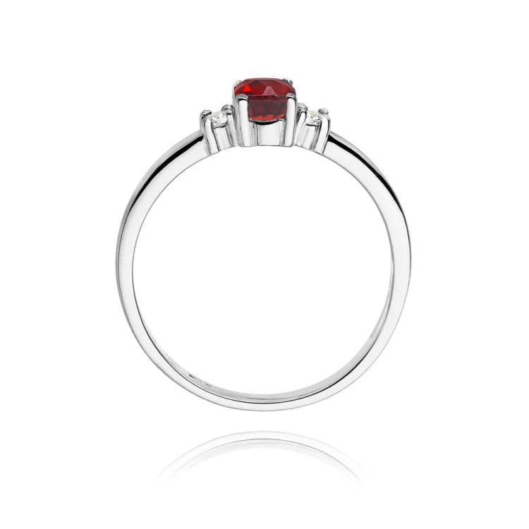 Pierścionek zaręczynowy z białego złota z rubinem i diamentami 0,08ct Fire Of Love BW-264-rubin-b