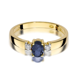 Pierścionek zaręczynowy z żółtego złota z szafirem i diamentami 0,08ct Fire Of Love BW-264-szafir
