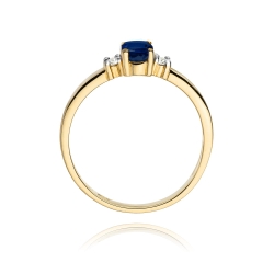 Pierścionek zaręczynowy z żółtego złota z szafirem i diamentami 0,08ct Fire Of Love BW-264-szafir
