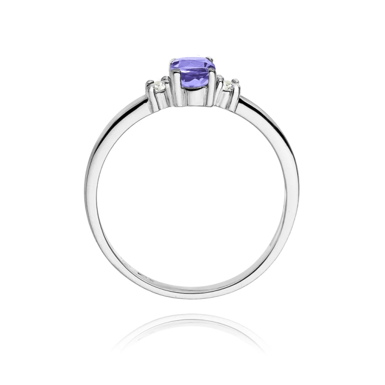 Pierścionek zaręczynowy z białego złota z tanzanitem i diamentami 0,08ct Fire Of Love BW-264-tanzanit-b