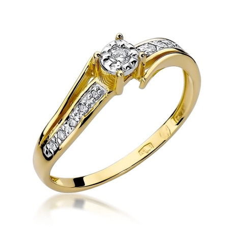 Przejdź do produktu Pierścionek zaręczynowy z żółtego złota z diamentami 0,10ct Fire Of Love