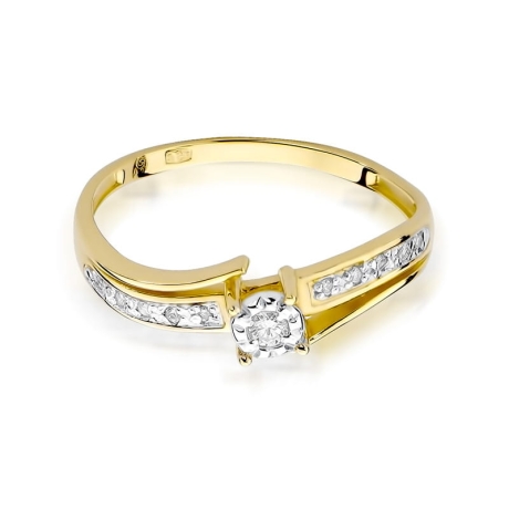 Przejdź do produktu Pierścionek zaręczynowy z żółtego złota z diamentami 0,10ct Fire Of Love