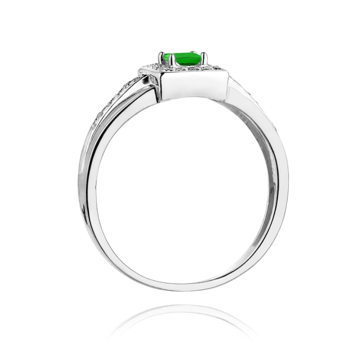 Pierścionek zaręczynowy z białego złota z szmaragdem i diamentami 0,14ct Fire Of Love  BW-271-szmaragd-b
