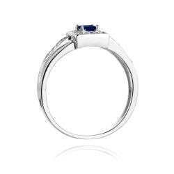 Pierścionek zaręczynowy z białego złota z szafirem i diamentami 0,14ct Fire Of Love  BW-271-szafir-b