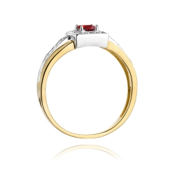 Pierścionek zaręczynowy z żółtego złota z rubinem i diamentami 0,14ct Fire Of Love BW-271-rubin