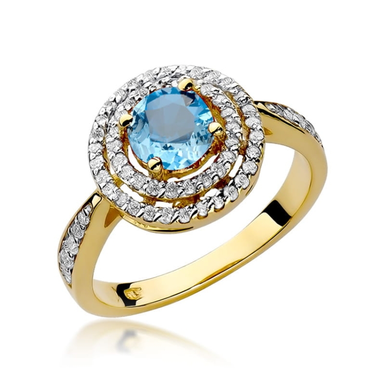 Pierścionek zaręczynowy z żółtego złota z topazem i diamentami 0,38ct Fire Of Love BW-274-topaz
