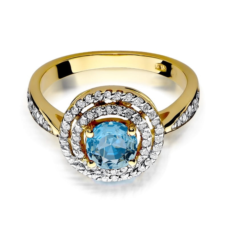 Pierścionek zaręczynowy z żółtego złota z topazem i diamentami 0,38ct Fire Of Love BW-274-topaz