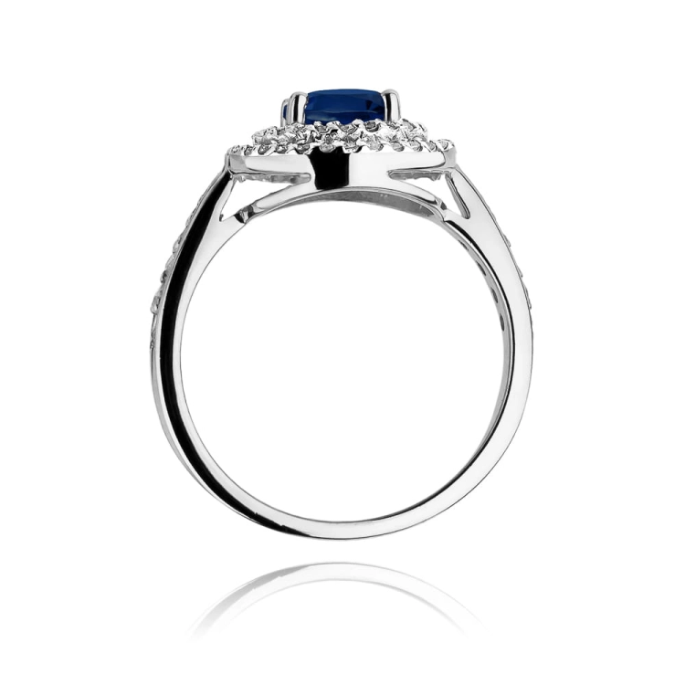 Pierścionek zaręczynowy z białego złota z szafirem i diamentami 0,38ct Fire Of Love BW-274-szafir-b