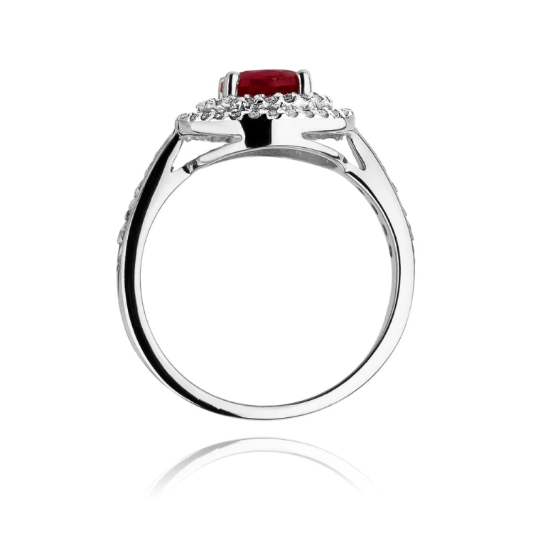 Pierścionek zaręczynowy z białego złota z rubinem i diamentami 0,38ct Fire Of Love BW-274-rubin-b