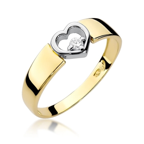 Przejdź do produktu Pierścionek zaręczynowy z żółtego złota z diamentem 0,04ct Fire Of Love