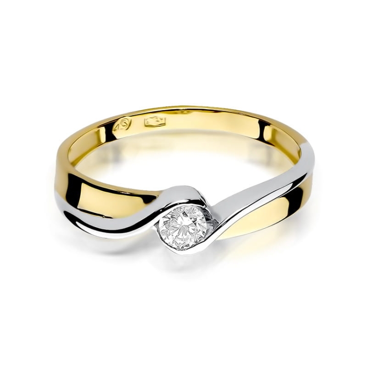 Pierścionek zaręczynowy z żółtego złota z diamentem 0,15ct Fire Of Love BW-278
