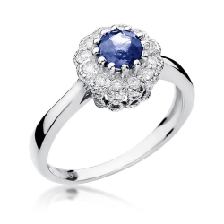 Pierścionek zaręczynowy z białego złota z tanzanitem i diamentami 0,17ct Fire Of Love BW-284-tanznait-b