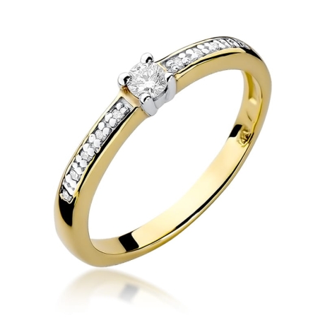 Przejdź do produktu Pierścionek zaręczynowy z żółtego złota z diamentami 0,13ct Fire Of Love 