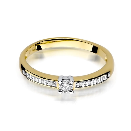 Przejdź do produktu Pierścionek zaręczynowy z żółtego złota z diamentami 0,13ct Fire Of Love 