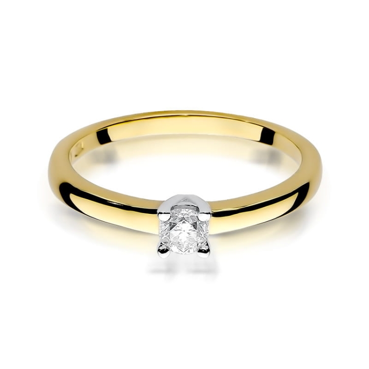 Pierścionek zaręczynowy z żółtego złota z diamentem 0,20ct Fire Of Love BW-292