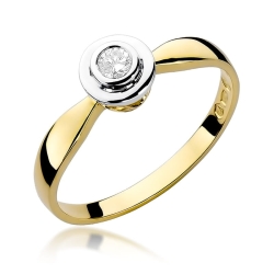Pierścionek zaręczynowy z żółtego złota z diamentem 0,10ct Fire Of Love BW-294-0,10ct