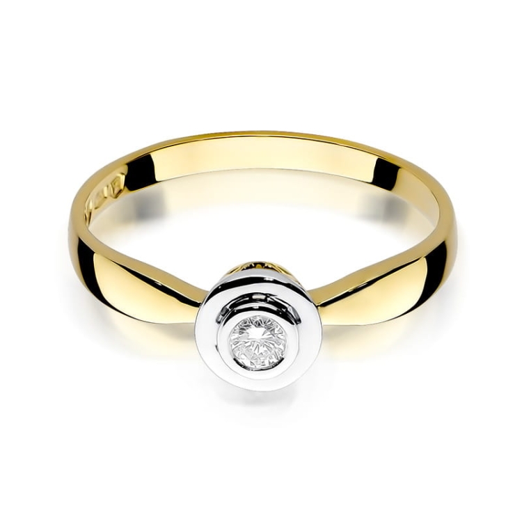 Pierścionek zaręczynowy z żółtego złota z diamentem 0,10ct Fire Of Love BW-294-0,10ct