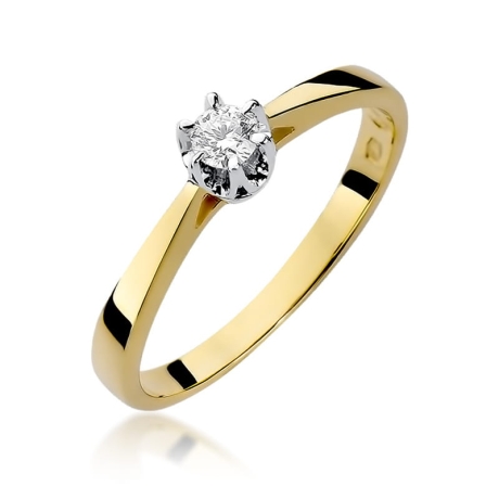 Przejdź do produktu Pierścionek zaręczynowy z żółtego złota z diamentem 0,12ct Fire Of Love