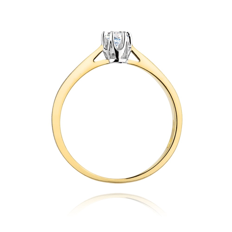 Pierścionek zaręczynowy z żółtego złota z diamentem 0,12ct Fire Of Love BW-295