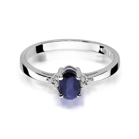 Przejdź do produktu Pierścionek zaręczynowy z białego złota z szafirem i diamentami 0,05ct Fire Of Love