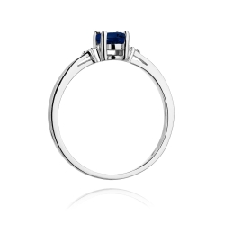 Pierścionek zaręczynowy z białego złota z szafirem i diamentami 0,05ct Fire Of Love BW-301-szafir-b