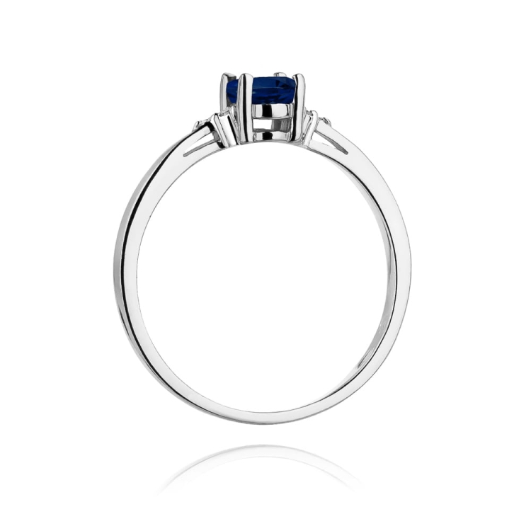 Pierścionek zaręczynowy z białego złota z szafirem i diamentami 0,05ct Fire Of Love BW-301-szafir-b