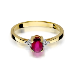 Pierścionek zaręczynowy z żółtego złota z rubinem i diamentami 0,05ct Fire Of Love BW-301-rubin