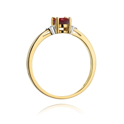 Pierścionek zaręczynowy z żółtego złota z rubinem i diamentami 0,05ct Fire Of Love BW-301-rubin
