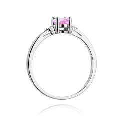 Pierścionek zaręczynowy z białego złota z różowym topazem i diamentami 0,05ct Fire Of Love  BW-301-różowy-topaz-b