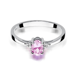 Pierścionek zaręczynowy z białego złota z różowym topazem i diamentami 0,05ct Fire Of Love  BW-301-różowy-topaz-b