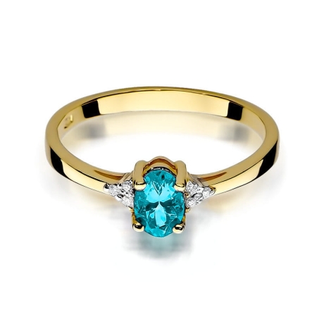 Przejdź do produktu Pierścionek zaręczynowy z żółtego złota z topazem i diamentami 0,05ct Fire Of Love