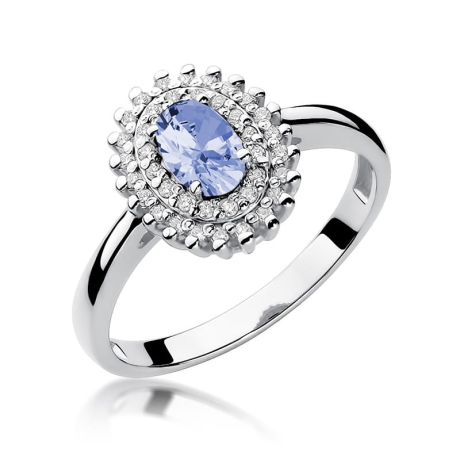 Przejdź do produktu Pierścionek zaręczynowy z białego złota z tanzanitem i diamentami 0,19ct Fire Of Love